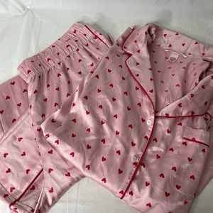 Victoria’s Secret Silk Satin Pink Heart Pajama Set